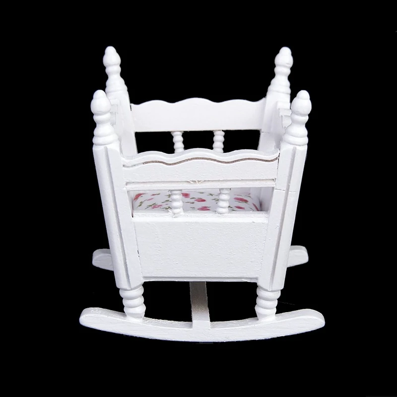 

1/12 Dollhouse Miniature White Wood Kindergarten Cradle Cot