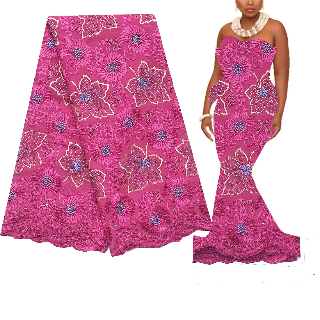 Fushia розовое швейцарское вуаль кружево в Швейцарии 2020 Последняя французская