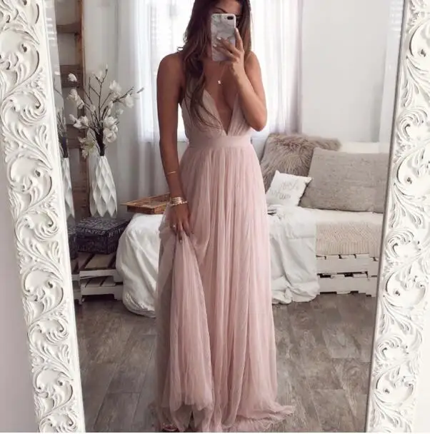

Sexy deep v neck backless summer pink dress women Elegant lace evening maxi dress Holiday long party dress ladies 2021