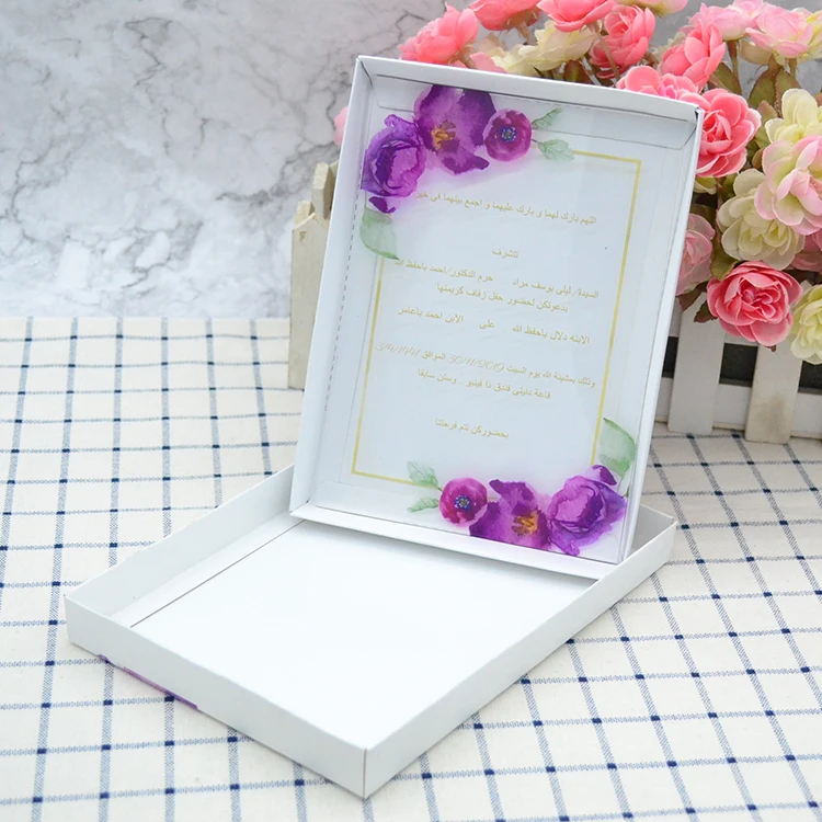 UV printing clear acrylic wedding invitation with box | Дом и сад