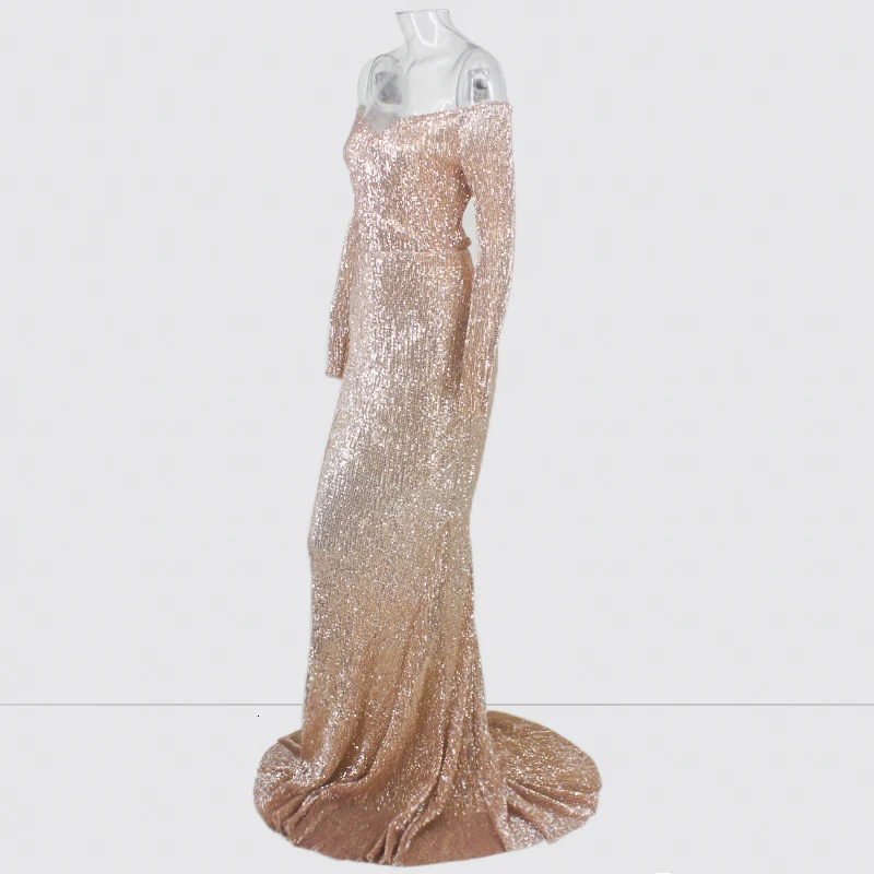 Joyfunear Off Shoulder Sequin пикантные летние платье Для женщин Русалка Bling Bodycon макси платье элегантный Платья для вечеринок Vestidos