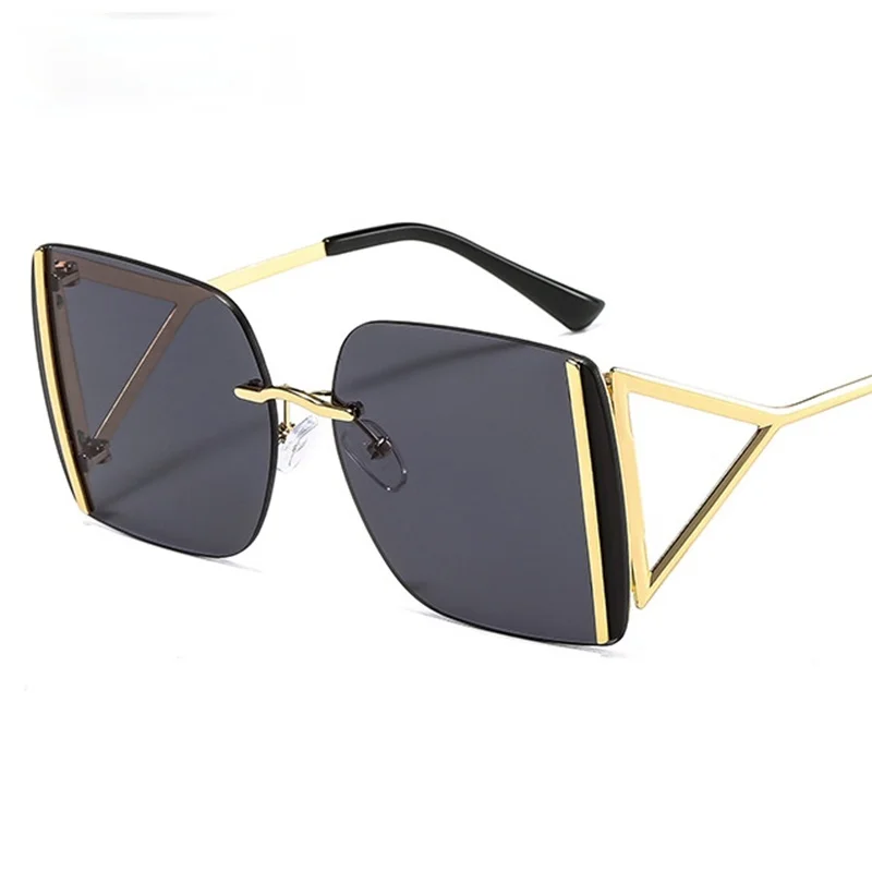 

Square Black Sunglasses Women Oversized Rimless Metal Gradient Sunglasses Woman Fashion Gradient Purple Glasses Eyewear UV400