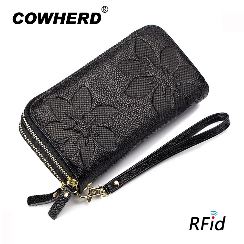 100% натуральные кошельки из коровьей кожи женская сумка с тиснением и цветочным