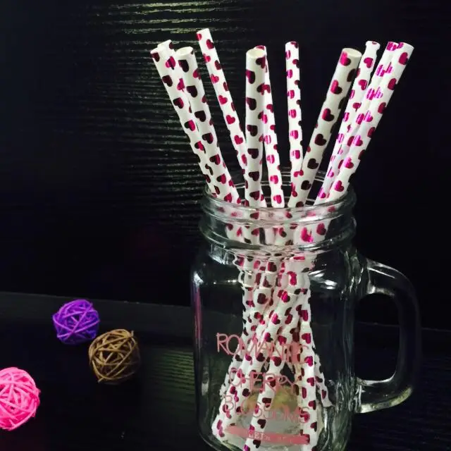 25 шт. фольга красное сердце вечерние соломинки Рождество День Святого Валентина