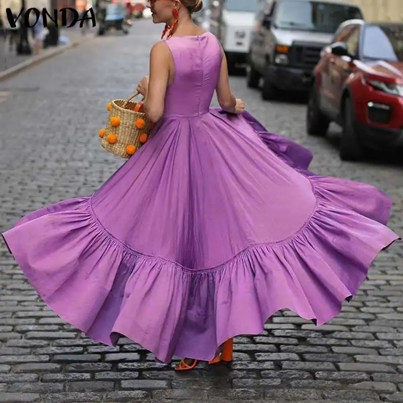 Женское асимметричное платье VONDA однотонные вечерние платья без рукавов в