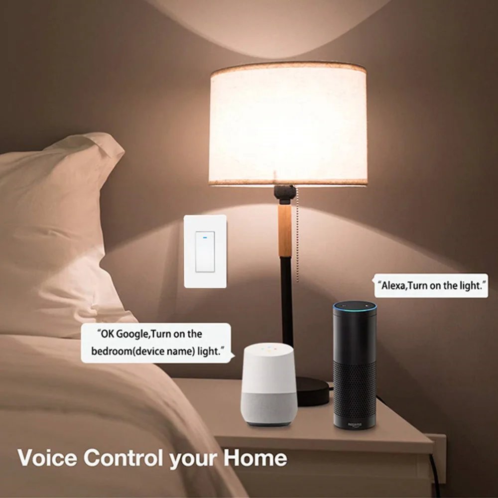 

US 2Gang Wifi Smart Switch Push Button Smart Light Switch Work with Alexa and Google Assistant ,Needs Neutral Wire