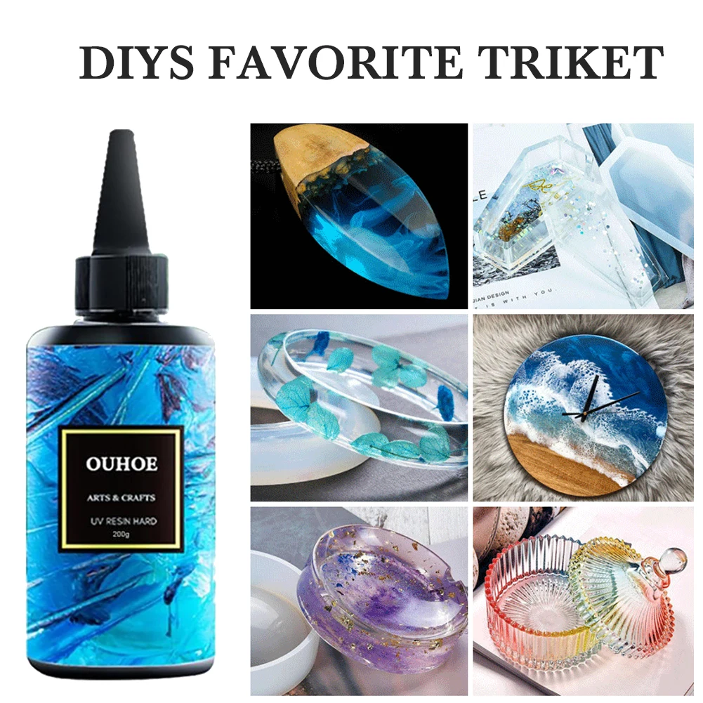

UV Resin Hard Ultraviolet Curing Resin Jewelry Making Cure Sunlight Crafts Transparent Clear As Water UV Resin Hard 30/100/200g