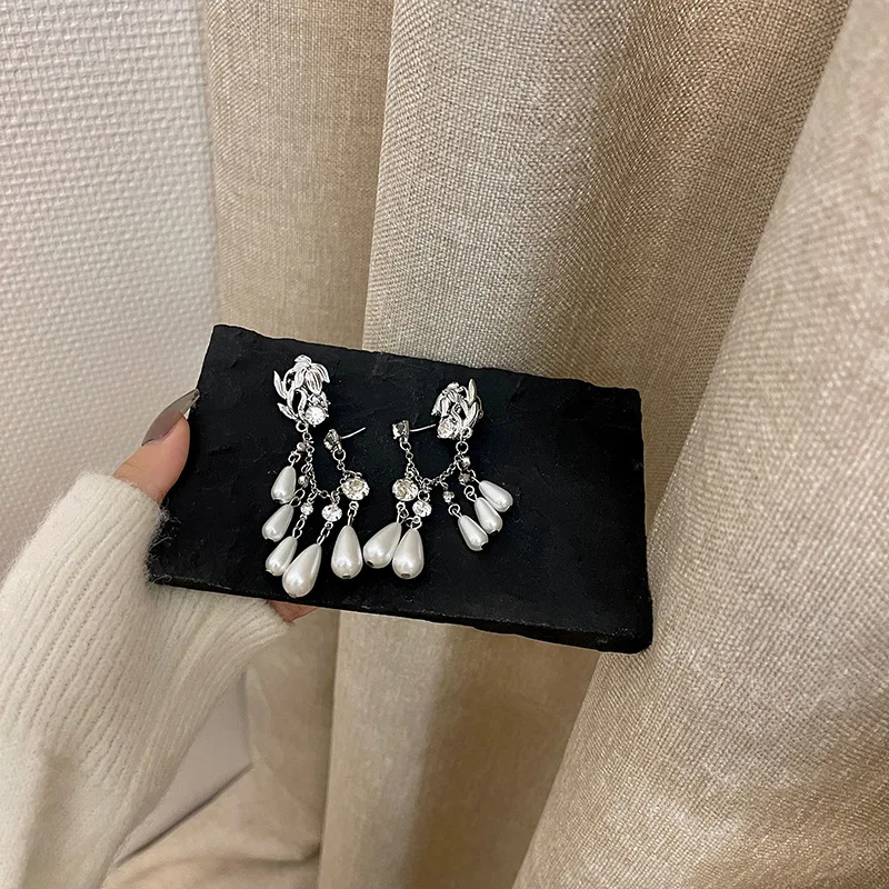 Новые висячие серьги с имитацией жемчуга и кисточками для женщин бижутерия