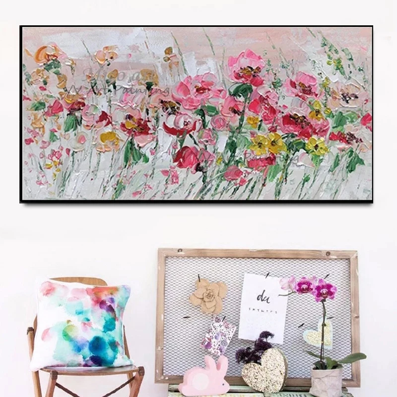 

Картина Настенная ручной работы абстрактная картина маслом с цветком ROS, Картина на холсте, Декор для дома, гостиной, Ботанический рисунок маслом