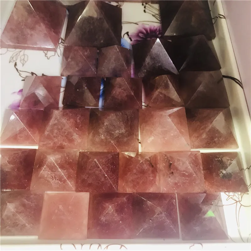 Натуральная клубника кристалл пирамида кварц хрустальные образцы минеральная