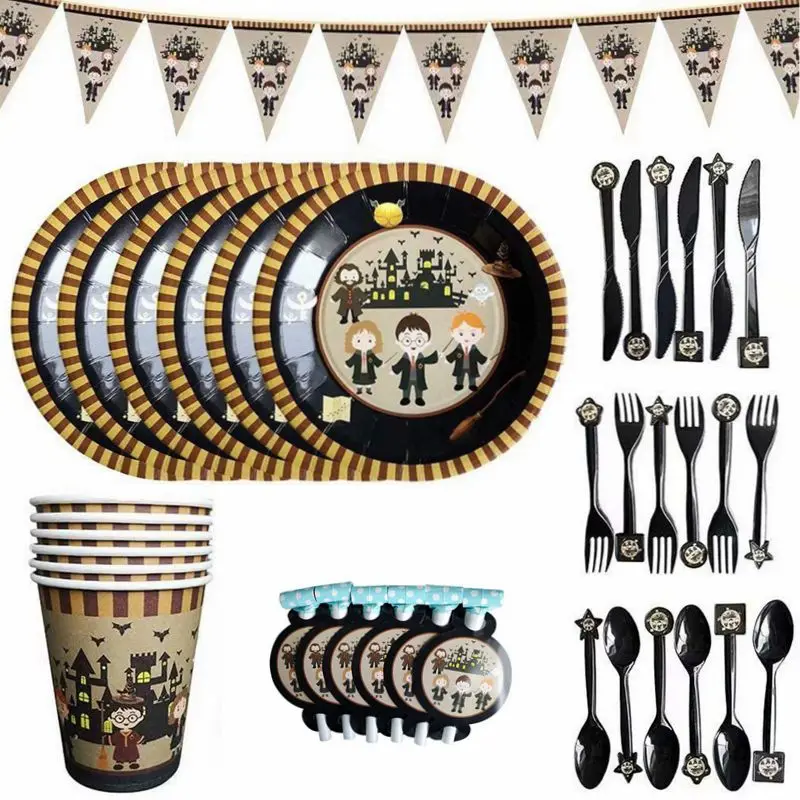 Cartoon Birthday Banner Happy Birthday Latex Balloons Disposable Tableware Baby Shower Birthday Party Decoration Kids Favors