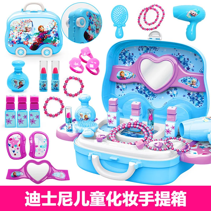 

Disney children's cosmetic box set non-toxic cosmetic frozen princess Elsa Anna girl toy birthday gift Princess make-up suitcase