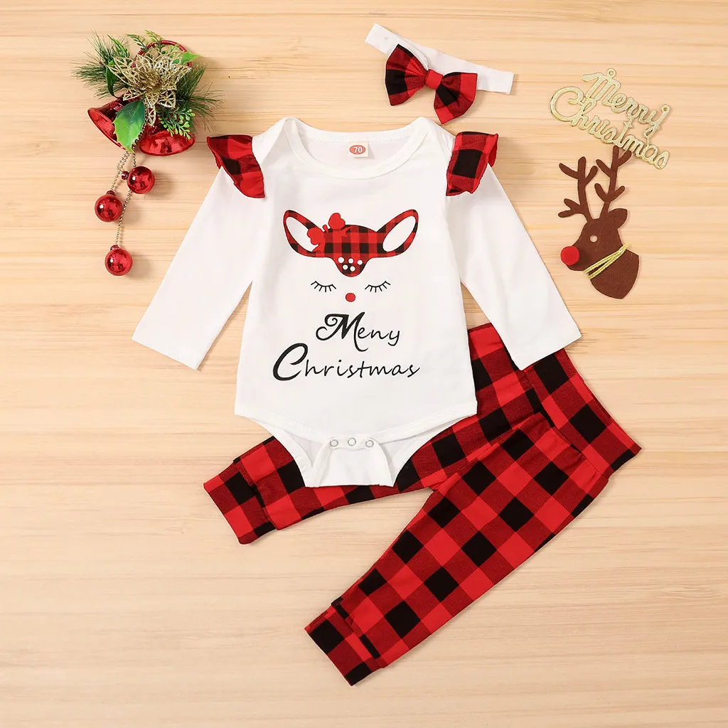 

Baby Clothes Baby Boy Girl Rompers Infant Boys Letter Bodysuit Romper+plaid Pants Outfit Set Infant Clothing комплек одежд