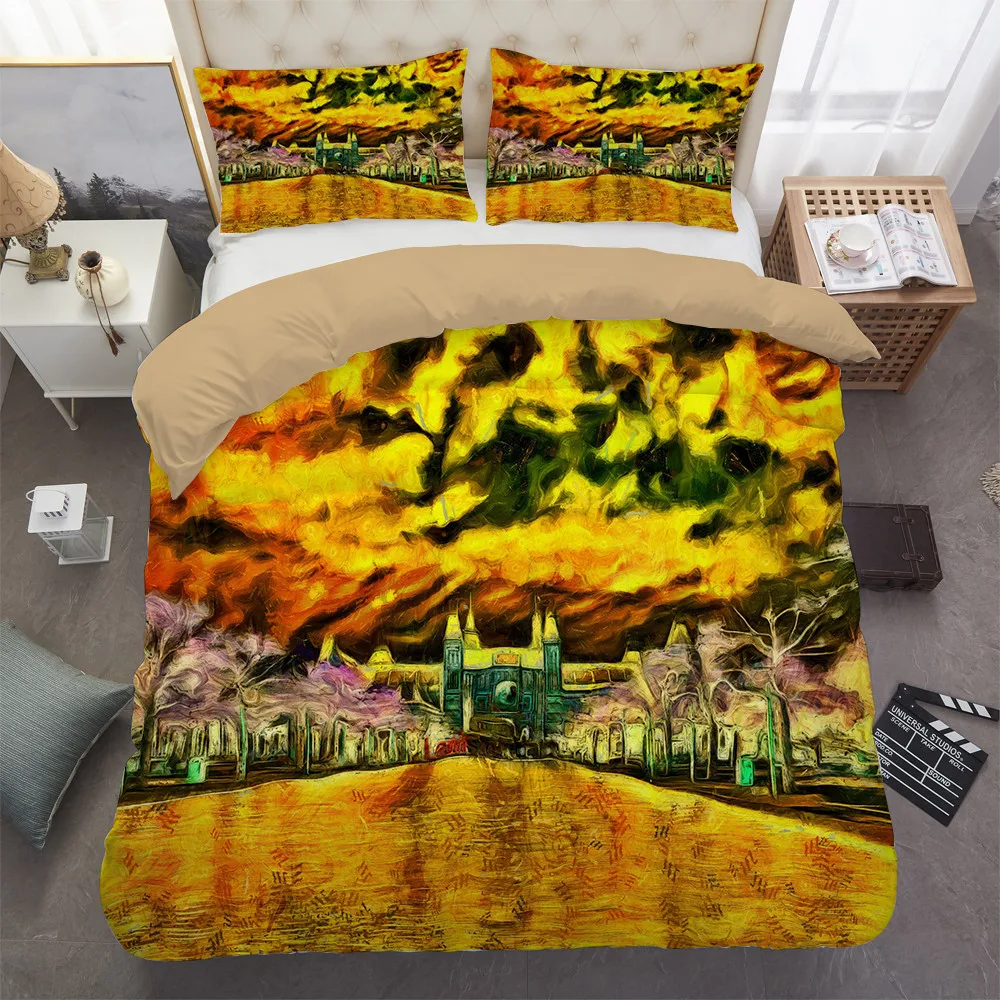 

3D Artistic Bedding King Size Van Gogh Style Sky Oil Painting Pattern Printed Home Textiles Duvet Cover With Pillow Case