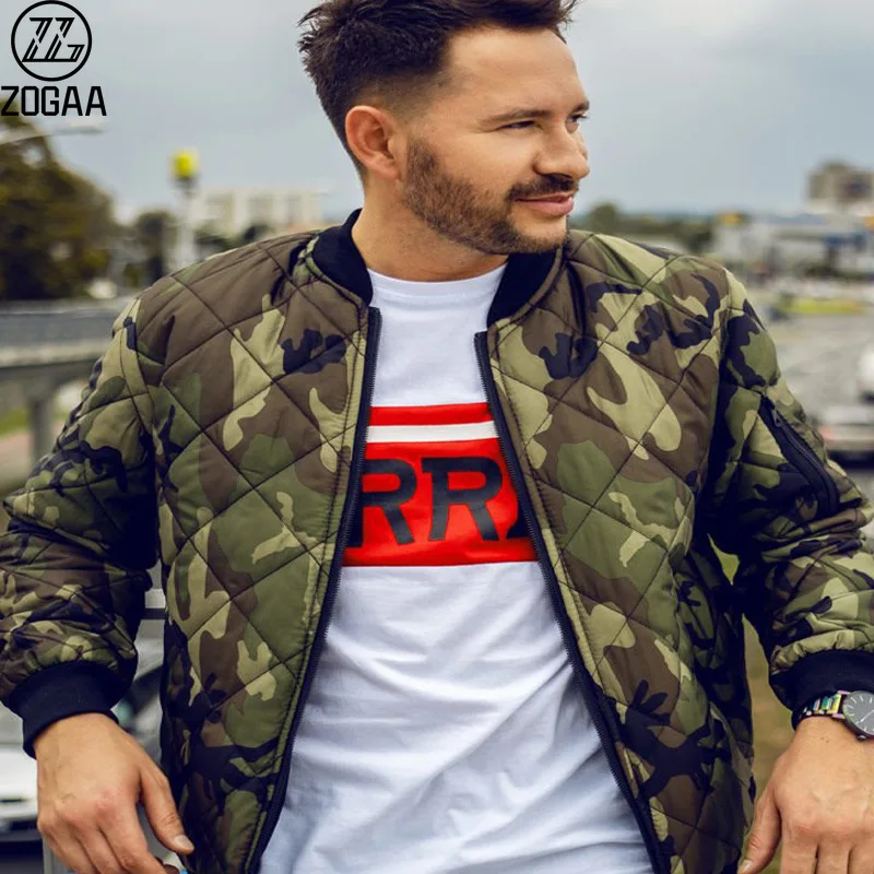 ZOGAA Men's Winter Loose Camouflage Baseball Uniform Windproof Bomber Jacket