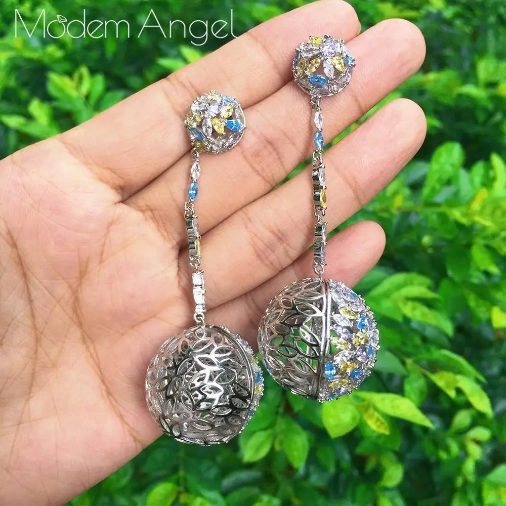 ModemAngel разноцветные цветочные модные серьги с кубическим цирконием класса ААА