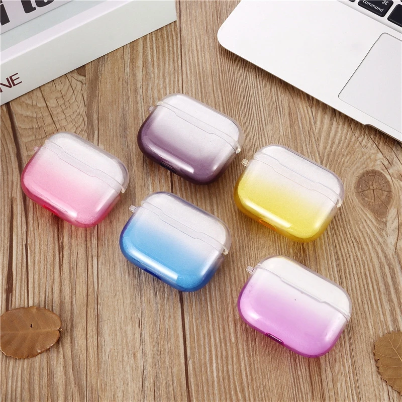 

For airpods pro case earphone protective cover cute airpods 2 case gradient transparent TPU soft apple airpods case accessories