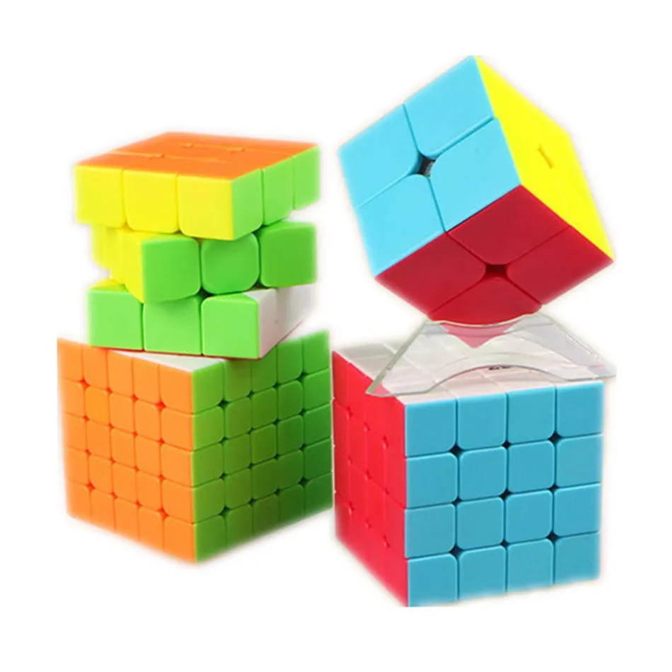 

Qiyi XMD Speed Cube Set Magic Cube Include 2x2 3x3x3 4x4x4 5x5x5 Stickeless Cube for Brain Training Children's Education Toys
