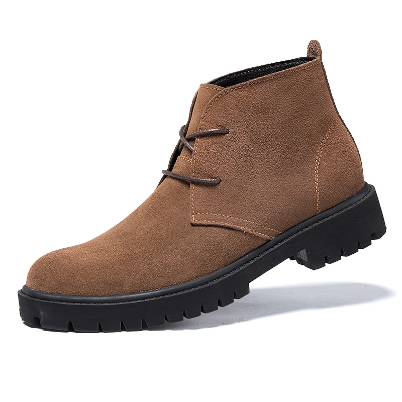 Большие размеры 36 48 Ботинки Челси Мужская зимняя обувь Черные ботинки из спилка