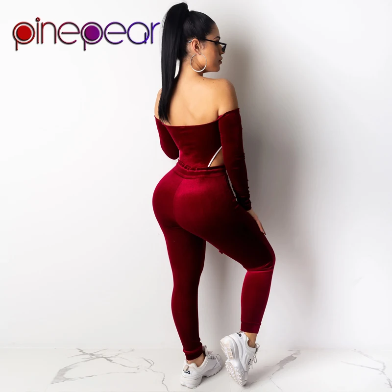 Женское велюровое боди на молнии и штаны комплект из 2 предметов|Наборы для