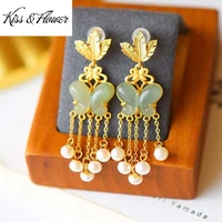 kissflower er353 fine jewelry wholesale fashion woman bride girl mother birthday wedding gift butterfly 24kt gold stud earrings