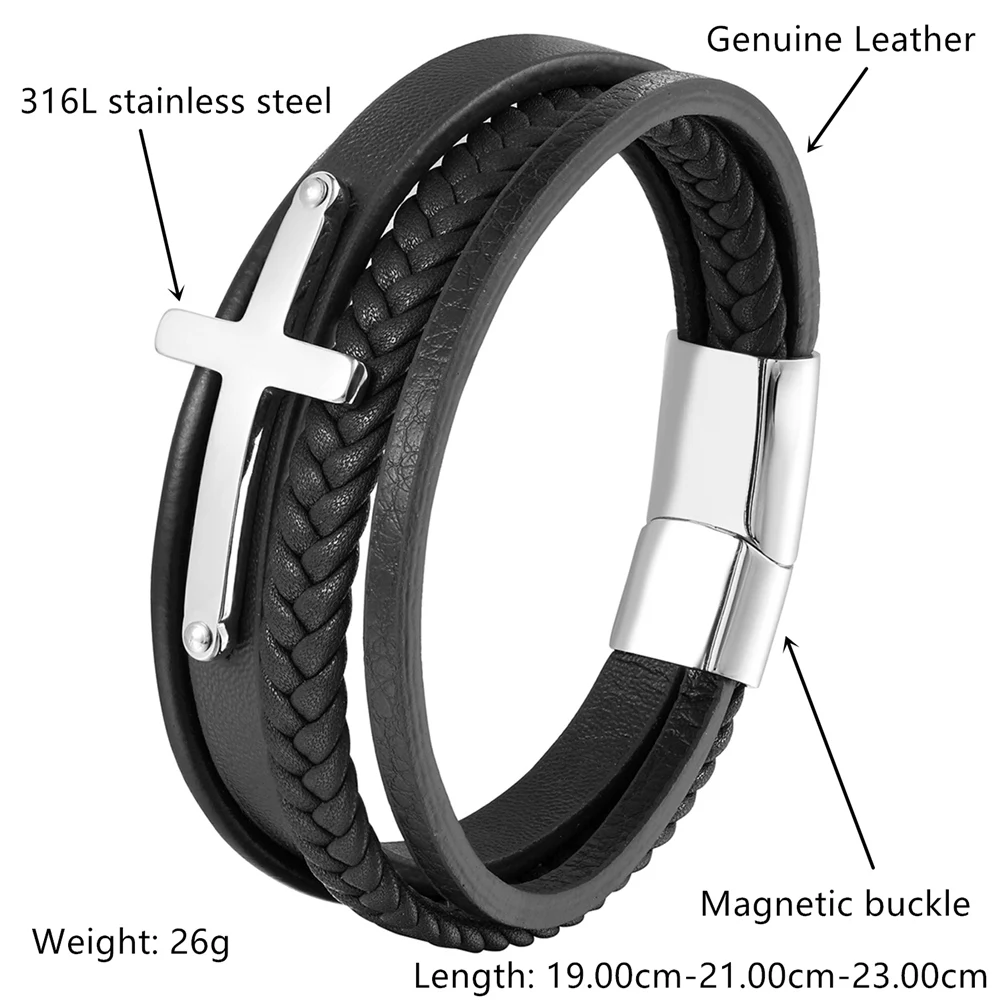 Новый дизайн панк яловка многослойный Шарм Кожаный браслет на запястье мужские