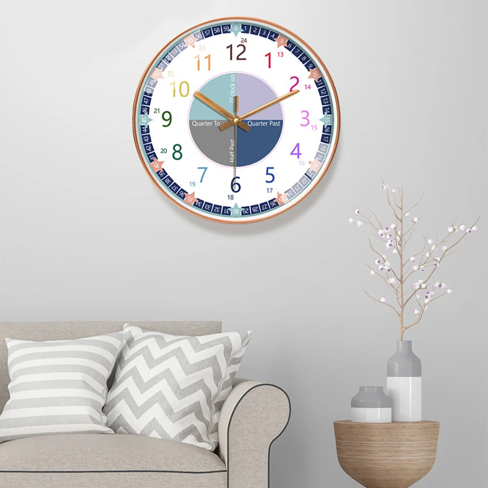 

Wall Clock Modern Creative Children Bedroom Silent Watch Wall Clocks Home Decor Gift Easily Learn Time Round Modern
