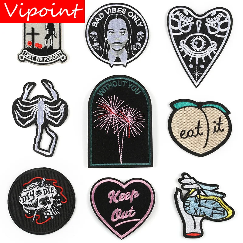 VIPOINT вышивка любовь сердце жесты персик Скорпион патч мультфильм черные заплатки
