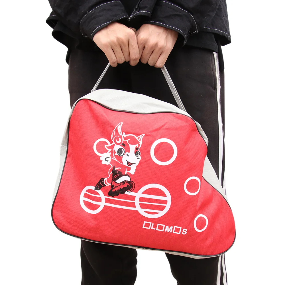 

Fashionable Printed Portable Skating Shoes Storage Bag Adjustable Shoulder Strap Storage Organizer Roller Storage Bag (Red