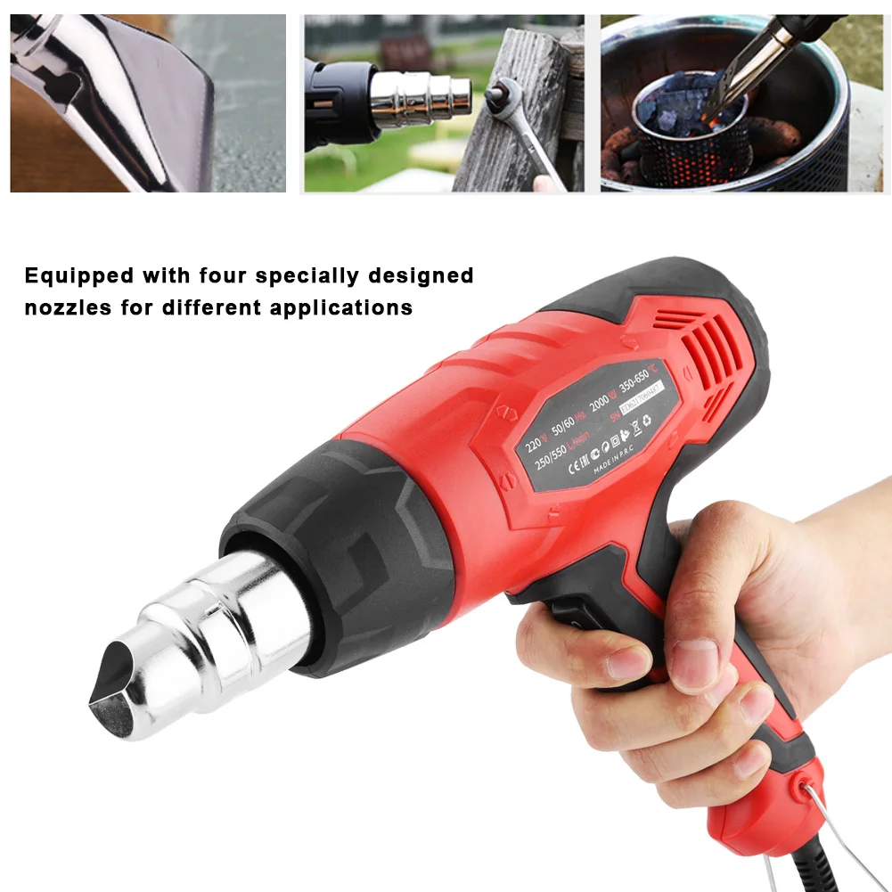 

2000W Professional Heat Gun 300/600(572/1112) Hot Air Gun Equipped With Four Specially Designed Nozzles US Plug 110V