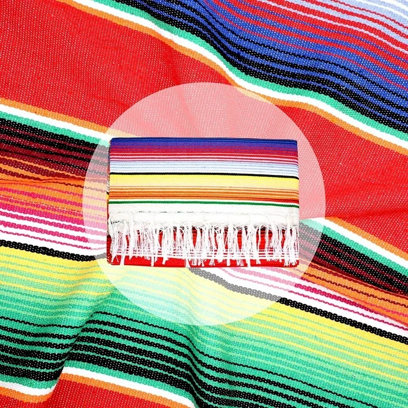 

Hand Woven Large Mexican Serape Blanket Beach Towel Tassel Tablecloth for Wedding Party Decorations Blankets Picnic Blanket