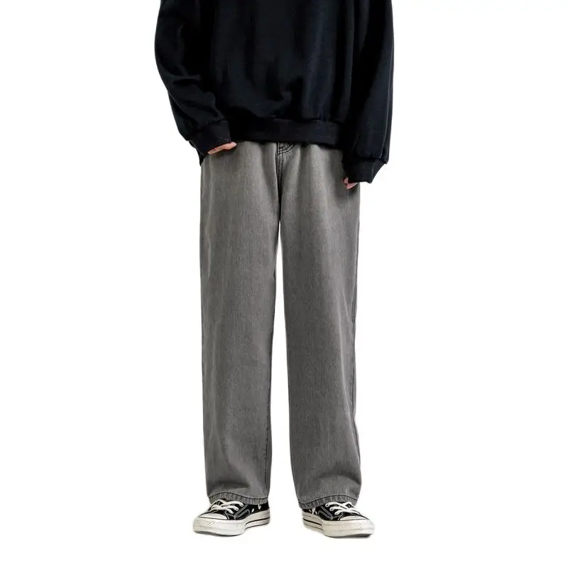 2022 Men's Jeans New Fashion Loose Straight Casual Wide Leg Pants Trendy Cowboy Mans Streetwear Korean Hip Hop Trousers 5 Colors