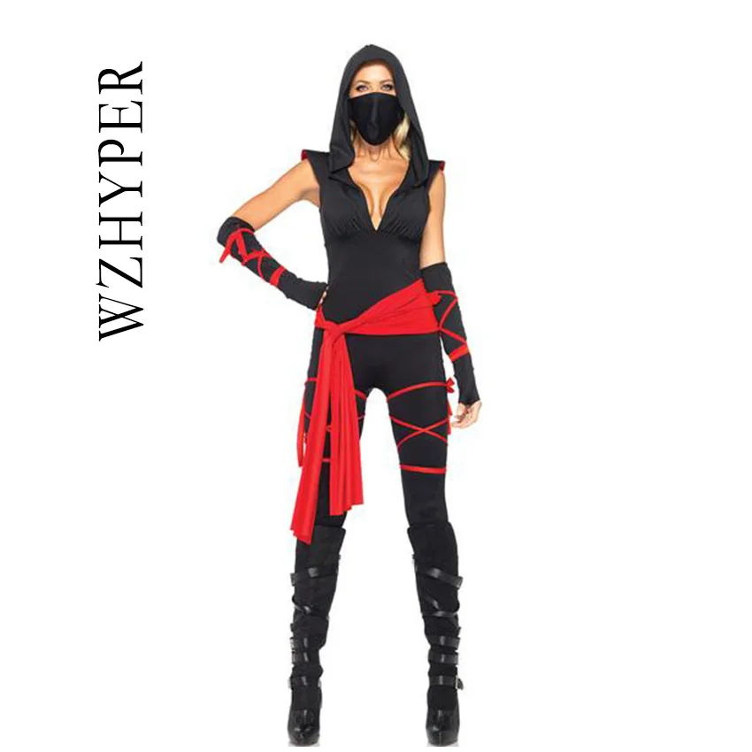 Женский костюм ниндзя для костюмированной вечеринки черное японское аниме