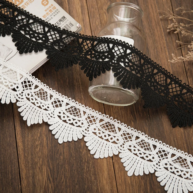 Кружевная лента шириной 6 см 2 ярда в партии черно-белая ажурная кружевная отделка