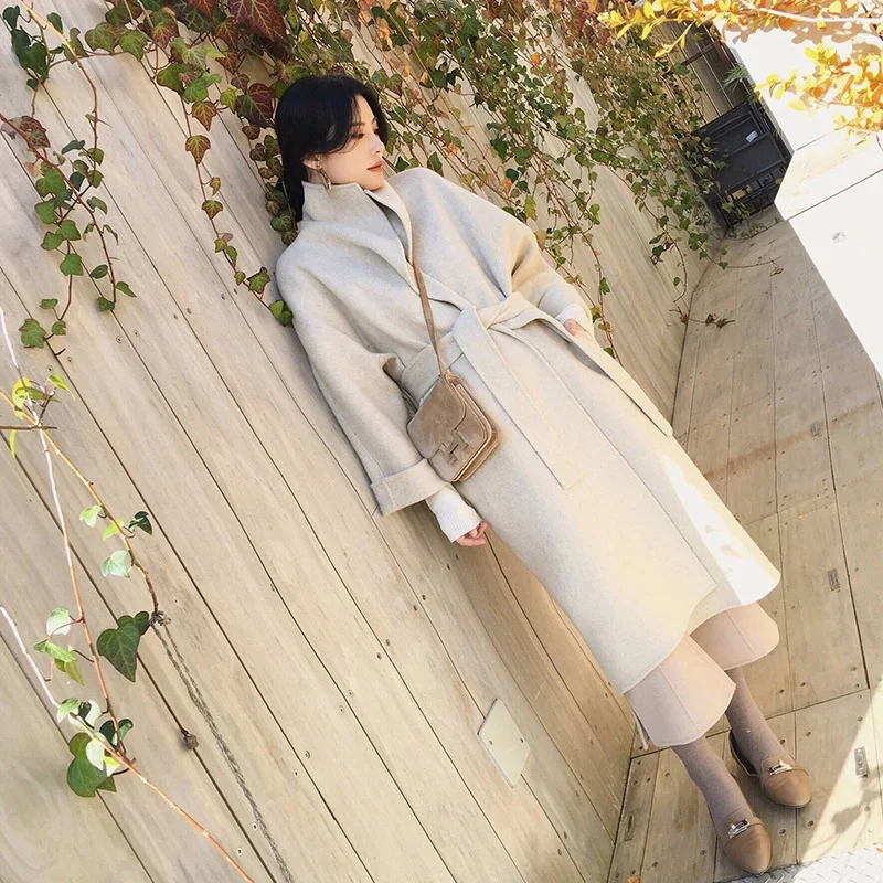

2020 New Autumn Winter Korean Fashion Woolen Coat Women's Mid-Length Chic All-Match Retro Thicken Elegant Woman Woolens Jacket