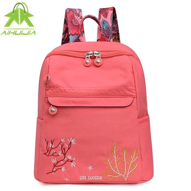 

Fashion Multifunction Womens Travel Backpack Embroidery High Capacity Student School Bag 2021 New Nylon Female Shoulder Bags