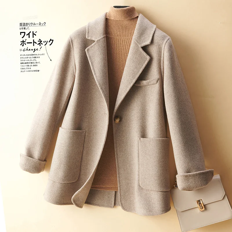 

Костюм кашемировое короткое пальто женское Новинка Осень-зима 2021 маленькое двустороннее кашемировое пальто женское Шерстяное Пальто