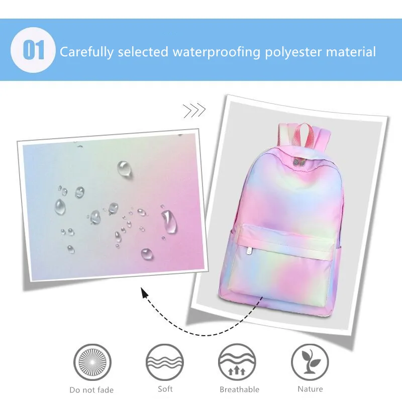 Girls Schoolbag For Women 2019 New Female School Bag Pink Travel Backpack Purses Laptop Book Bags for Teenage Girls