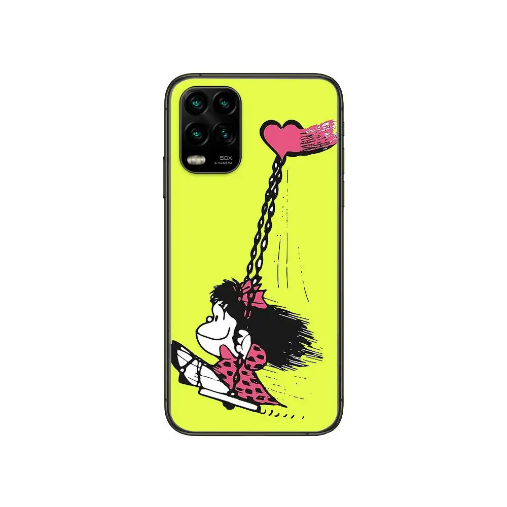 

Case Mafalda Cartoons style Phone Case For XiaoMi Redmi 11lite ultra 9 8A 7A 6 A Pro T 5G K40 Anime Black Cover Silicone Back Pr