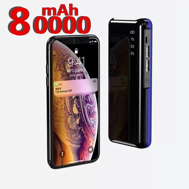 Высокая емкость Мощность банк 80000 мАч светодиодный Дисплей вспышка светильник