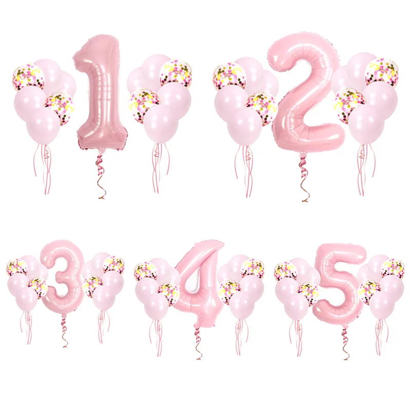 

32 дюйма большой 1-й жемчуг розовые воздушные шары из фольги в виде цифр Принцесса Корона День Рождения украшения Дети воздушные гелиевые шар...