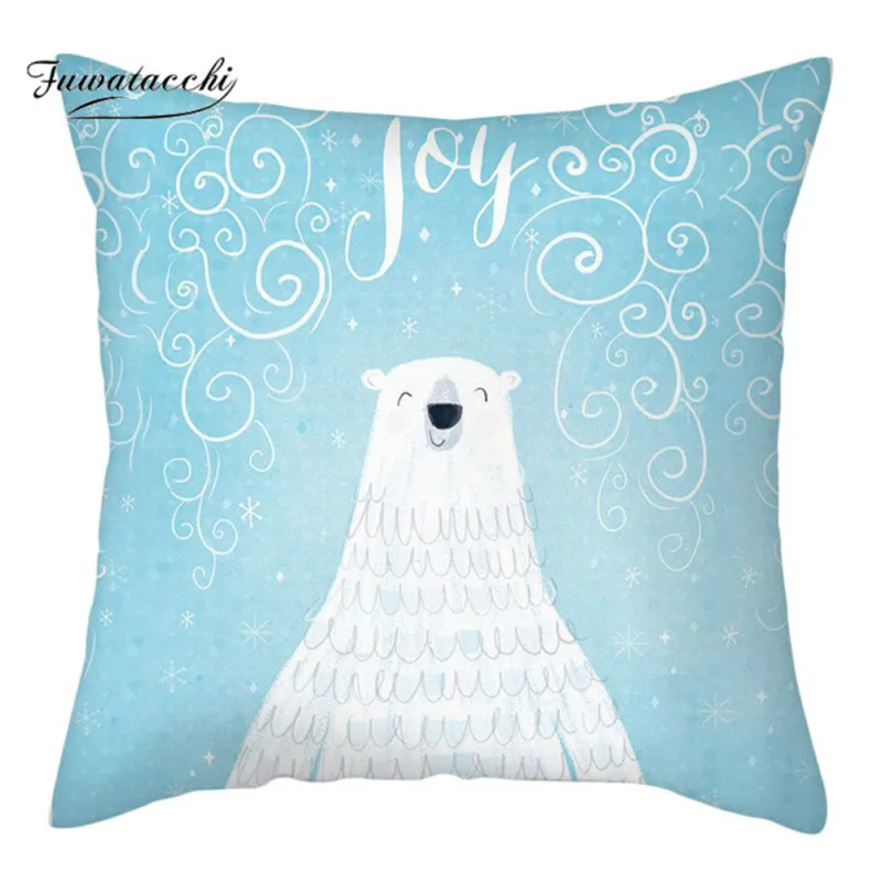 

Fuwatacchi Polar Bear Cushion Cover Cartoon Polyester Sunset Home Art Decorative Throw Pillow Case Pattern Pillow Covers 45x45cm