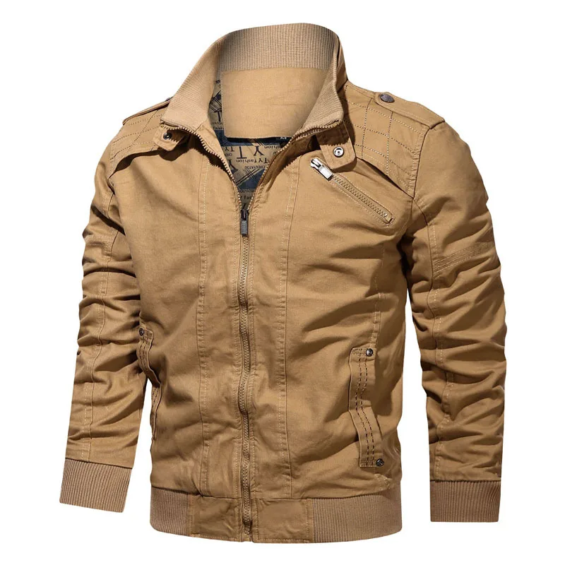 

2020 Autumn New Men's Cotton bomber Jacket Mens Solid Color Loose Coat Male Fashion winter Military jackets Outwear Plus Size