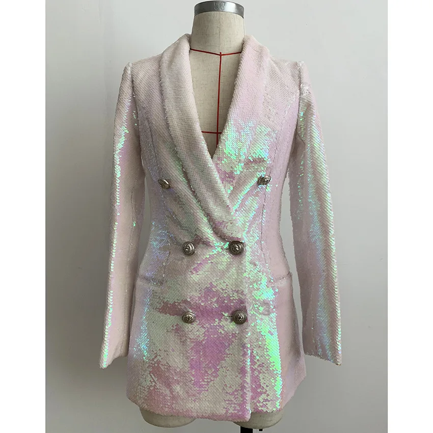 Дизайнерская Женская куртка подиумный двубортный Лев шаль на пуговицах воротник