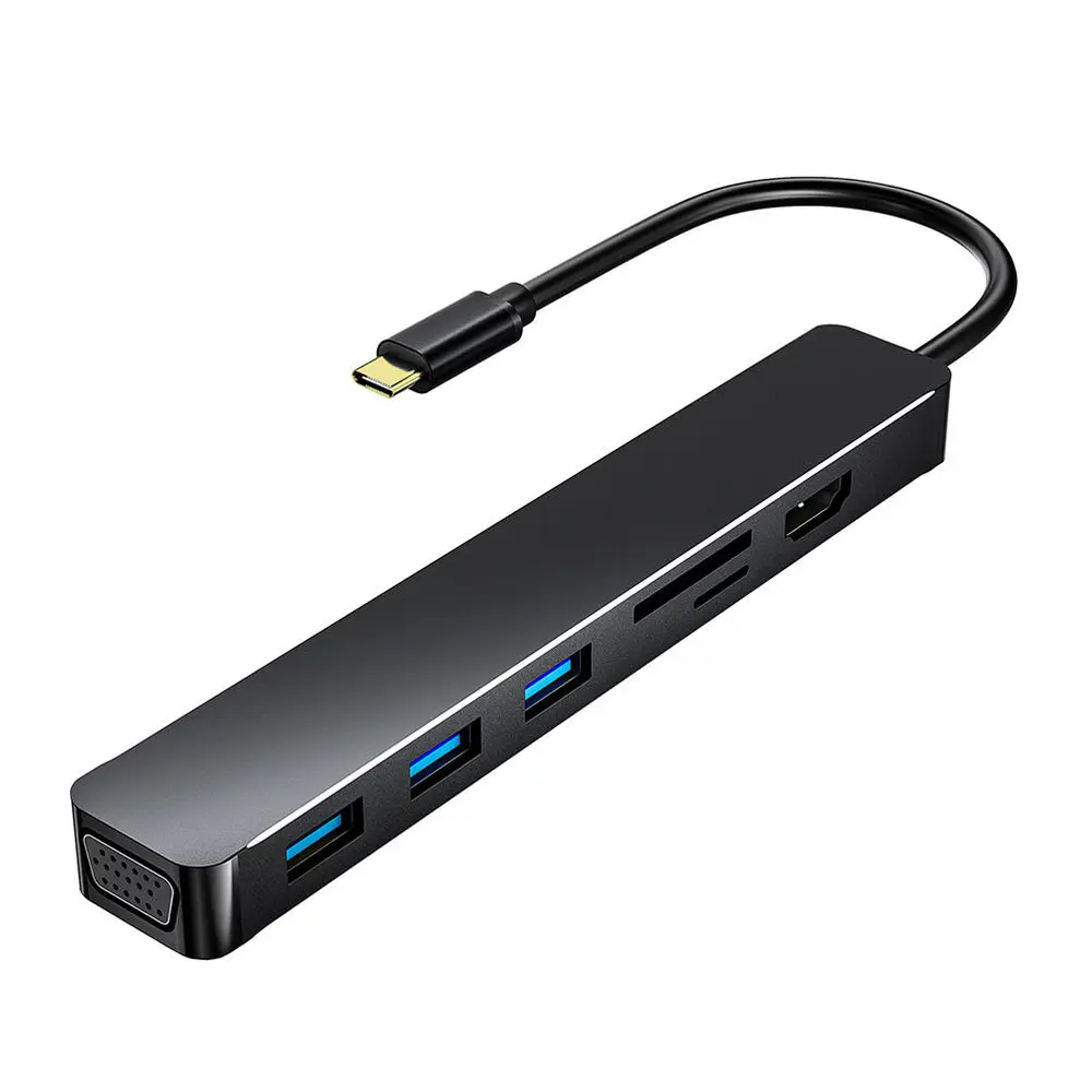 

Portable Multi Port 7 in1 TYPE-C HUB Dock Station for Computer Laptop Phone