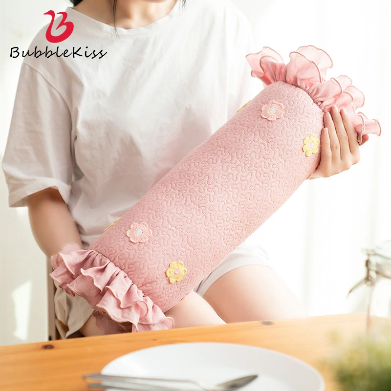 

Хлопковые Мультяшные подушки Bubble Kiss, модные однотонные Декоративные диванные подушки для гостиной, мягкая домашняя Подушка на подголовник ...