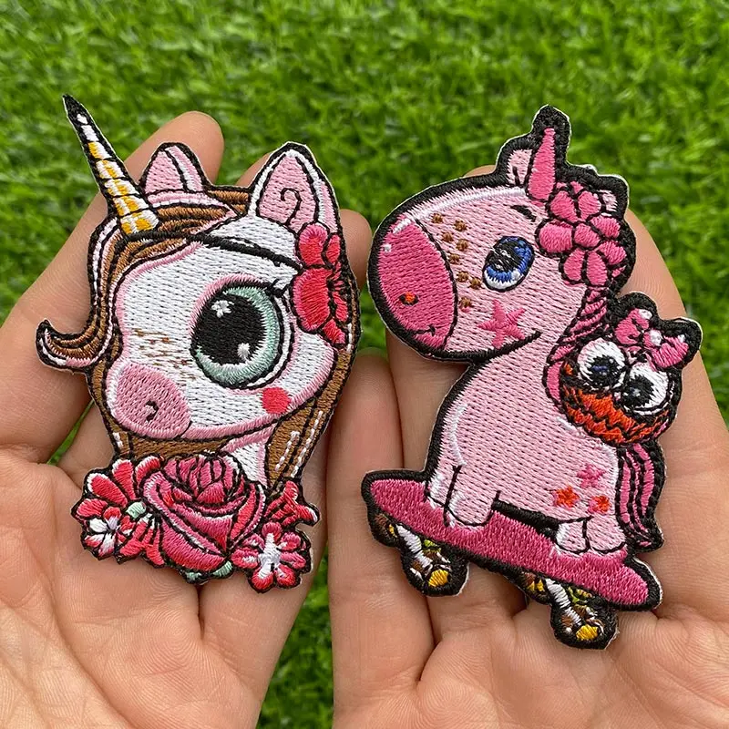 Cartoon Unicorn Embroidered Patches for Kids T-Shirt: Iron-on Animal Patch Sticker Applique image 2