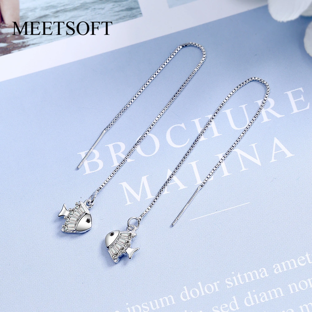 

Женские серьги-подвески из серебра 925 пробы с фианитами