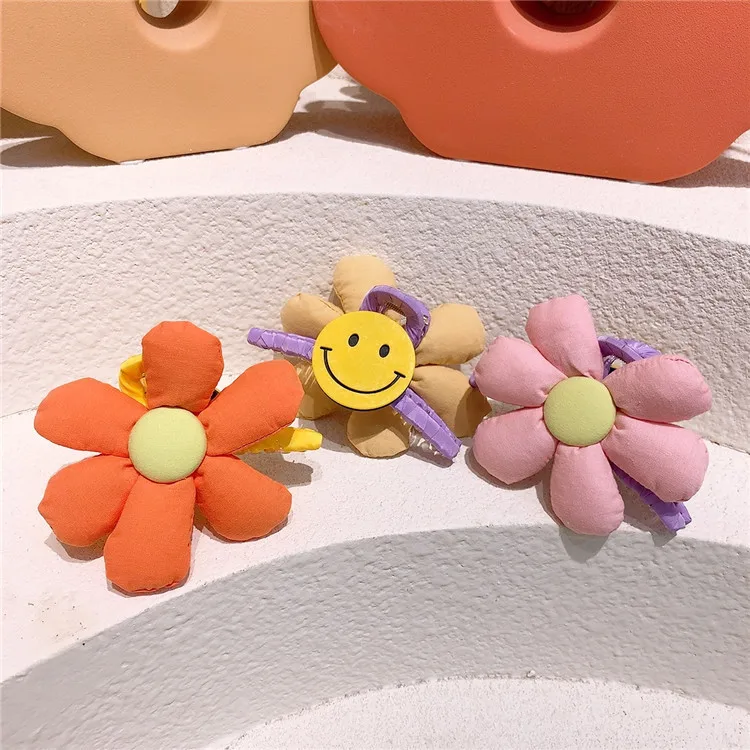 Симпатичная заколка для волос с улыбающимся лицом милая цветком подсолнуха