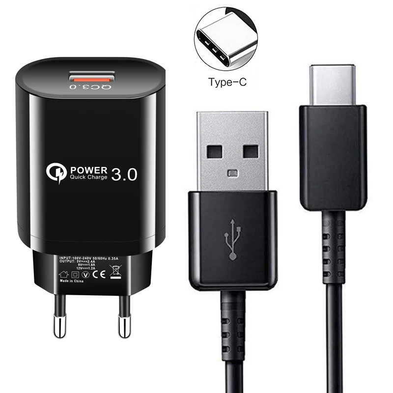 Cargador rápido adaptador USB tipo C, Cable de teléfono para Samsung A50,...